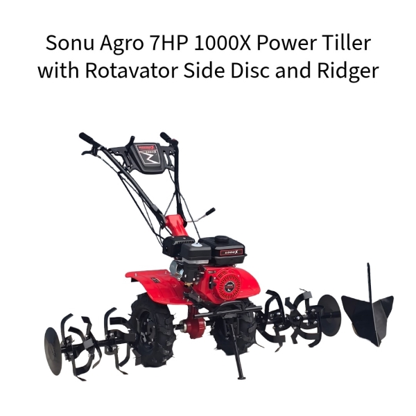 Sonu-Agro-7HP-1000X-Power-Tiller-with-Rotavator-Side-Disc-and-Ridger